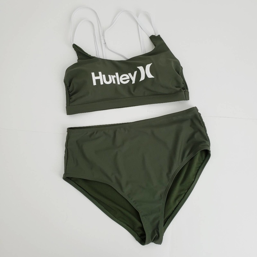 Hurley Olive Green High-Waist Bikini Set